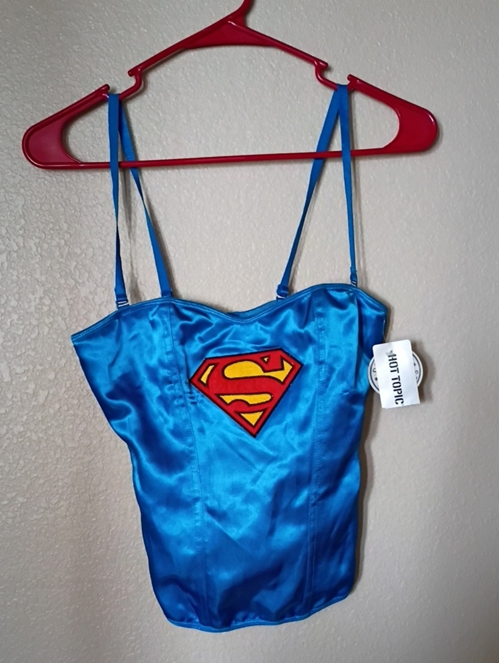 Vintage Hot Topic Blue Satin Superman Bustier Top!